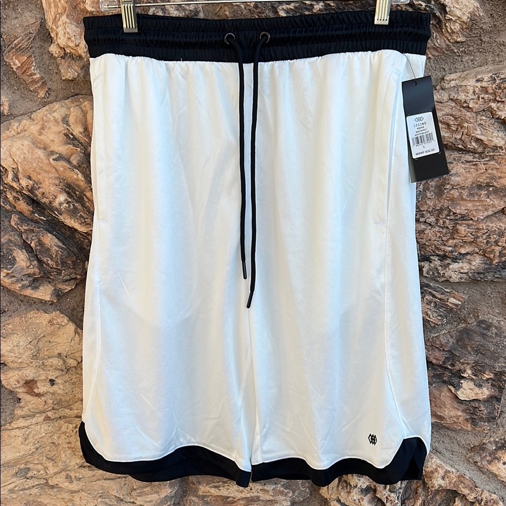White and Black LEG3ND Athletic Shorts